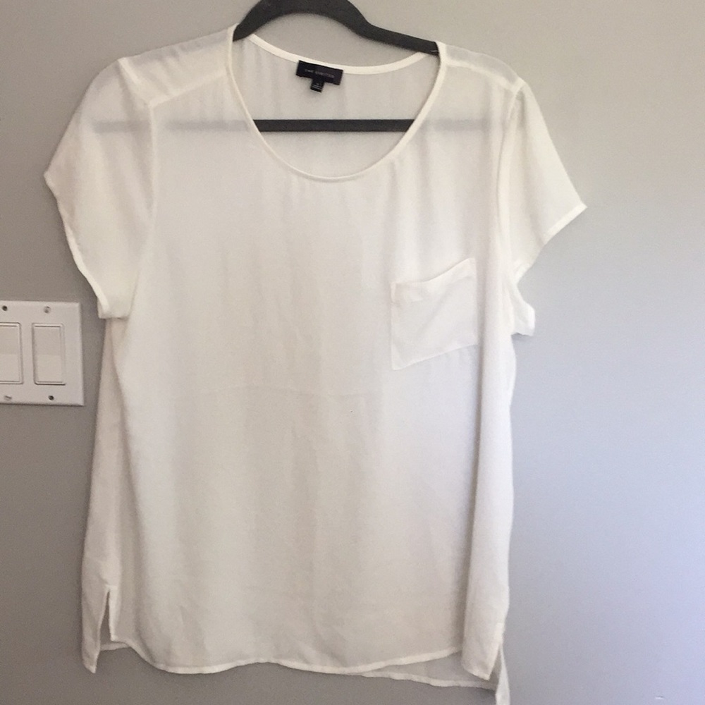The Limited Sheer Cream Short Sleeve Blouse